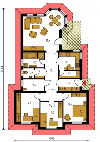 Floor plan of ground floor - BUNGALOW 85